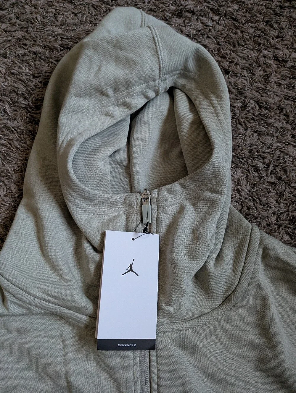 NWT Jordan Brooklyn Hike Mike Oversized Fit Spruce Fog Cotton Full Zip Hoodie S